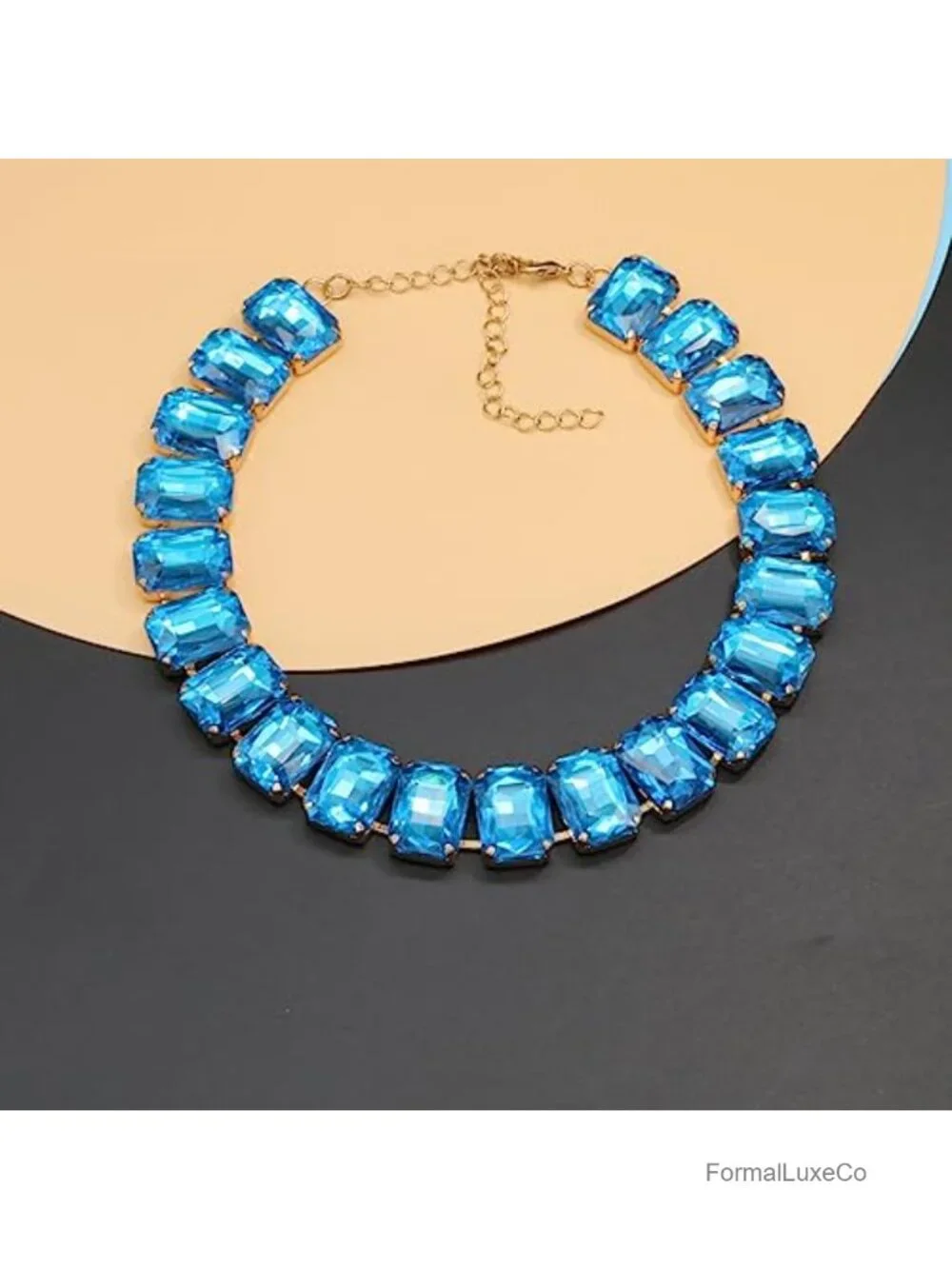 Crystal Rhinestone Choker Collar Necklace Sparkly Emerald Neck Chain Statement